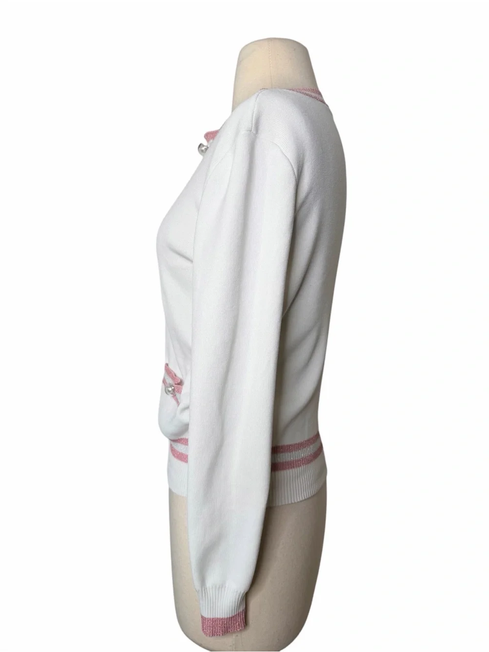 NO SECRETS ITALIAN PINK METALLIC CARDIGAN.